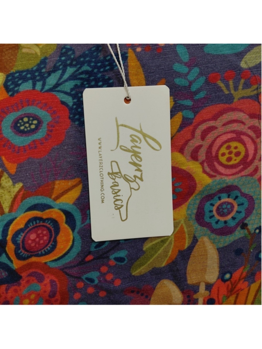 NWT Layerz Basics Distressed Floral Tee Shirt Medium Colorful Boho Fall Print - Picture 2 of 7